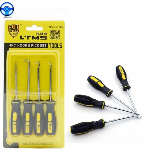 Hot Straight/Offset/90 Degree/O-Ring Hook Pick 4pcs/set Extra Long HookAnd Pick Car Automotive Set Seal Remover Craft Hobby Tool