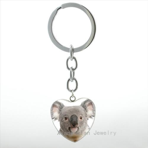 2017 new fashion Cute Koala keychain lovely animal Koala heart shaped pendant key chain ring handmade men women jewelry HP535