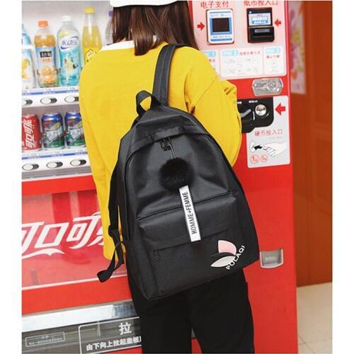 Solid Leaves Pattern Backpack Girl Canvas School Bags For Teenage College Style Women High Student Bag Nylon Printing