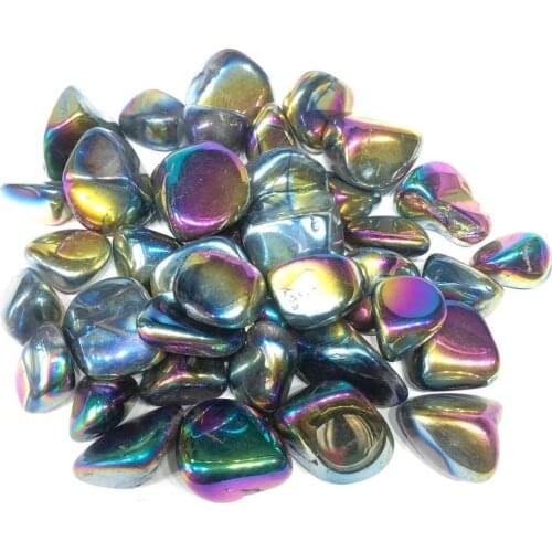 Wholesale Rainbow Aura quartz crystal tumbling stones with titanium coating