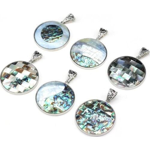 Natural Shell Pendants Exquisite Styles Round Abalone Different Shell Pendant Charms for Jewelry Making Necklace Bracelet Gift