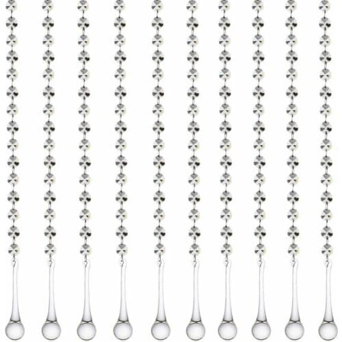 Camal 10PCS 1ft 12inch Chandelier 80mm Raindrop Crystal Prisms Pendant Octagonal Bead Strands Curtain Party Lamp Lighting Parts