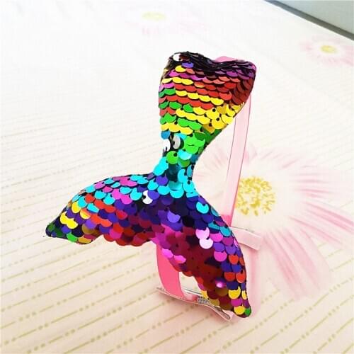 Cute Reversible Sequins Headbands Rainbow Mermaid Hair Bands Shiny Sequins Headdress Girls Hair Accessories