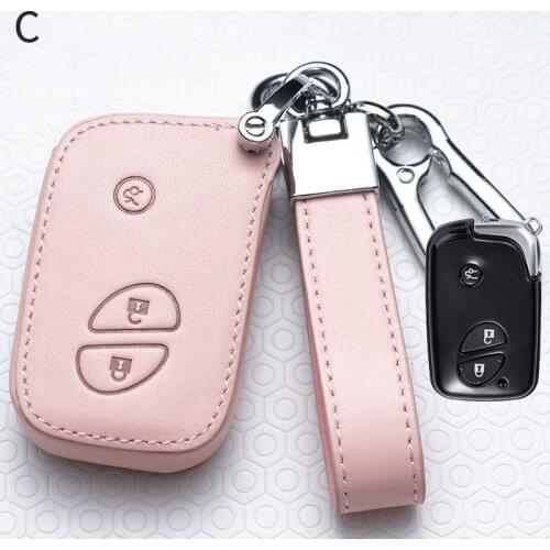 Pink Leather Car Key Cover for Lexus CT200H GX400 GX460 IS250 IS300C RX270 ES240 ES350 LS460 GS300 450h 460h Shell Case Key Ring