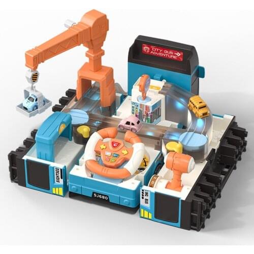 New Deformed Bus Simulation Driving Steering Wheel Early Education Multifunctional Adventure Track Toys for Kids 2 To4 Years old