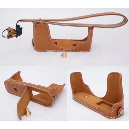 Camera Bag Case Leather Cover for Fujifilm X10 X20 Fuji X-10 X-20 Half Body Set With Strap