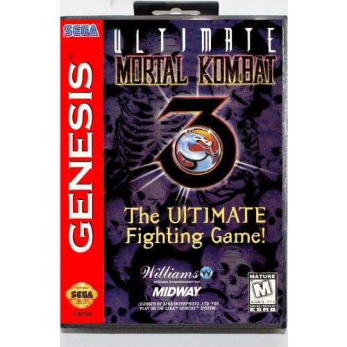 Ultimate Mortal Kombat 3 16 bit MD Game Card With Retail Box For Sega Mega Drive/ Genesis