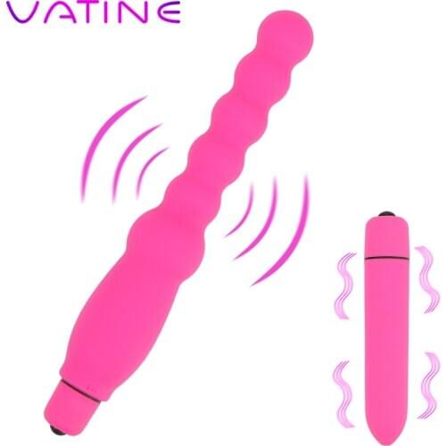 VATINE 10 Speeds Anal Beads Bullet Vibrator Silicone Anal Plug G-Spot Stimulator Sex Toys for Women Man