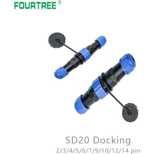 SD20 IP68 Waterproof Plug Socket Docking Aviation Connector Panel Mount Wire Cable Connector Aviation Plug2 3 4 5 6 7 9 10 12 14