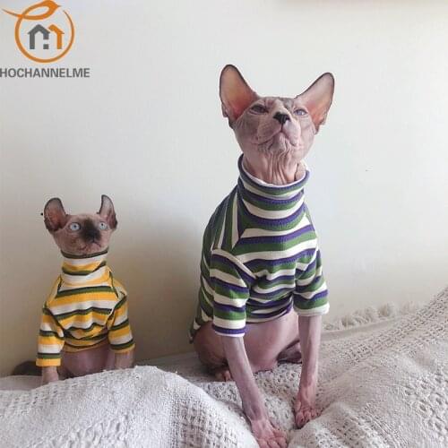 Pet Winter Clothes For Cat Sphinx Cat Clothes For Dogs Warm Cotton Cat Clothes Stripe Pets Small Puppy Clothes