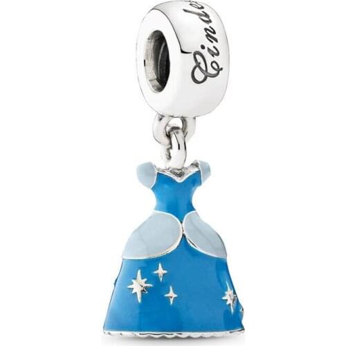 Woman fine jewelry necklace pendant 925 sterling silver princess dress charm fit original Pandora bead silver accessories making