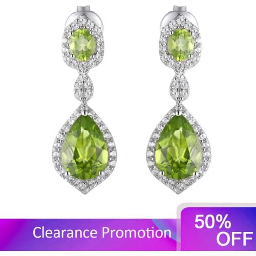 GZ ZONGFA Fashion 925 Sterling Silver Jewellery Natural Peridot Gemstone Drop Earrings Fine Jewelry Women