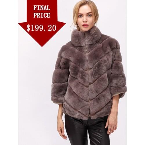 Female Coat Parkas Genuine Rex Rabbit Fur Coat 2020 Winter New Fashion Suit Collar Overcoat long