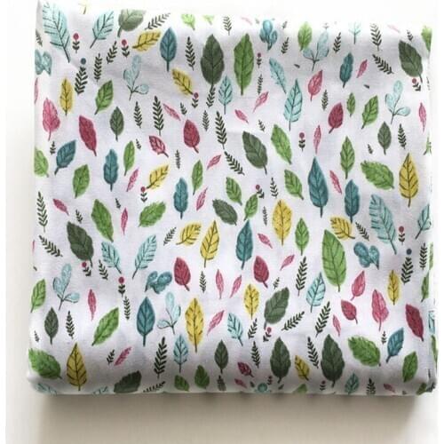 100x160cm Romantic Colorful Leaf Printed Cotton Fabric Floral Fabric For DIY Sewing Bedding Decoration