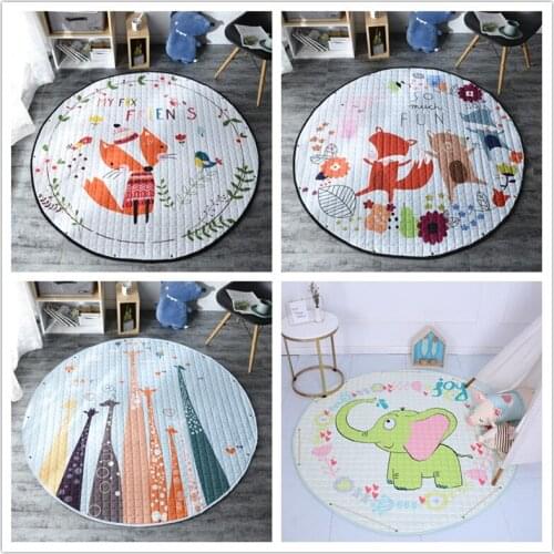 150CM Cartoon Animals Baby Play Mats Child Crawling Carpet Toys Storage Bags For Newborn Baby Puzzle Developing Toy Mat Rug