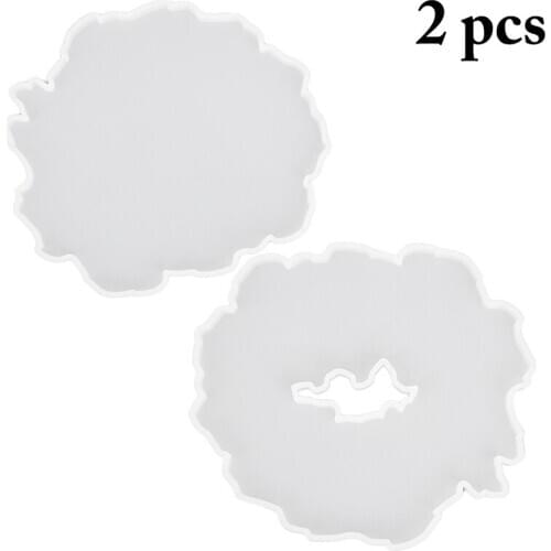 2PCS Epoxy Mold Decorative Casting Mold Silicone Mold Tray Mold Cup Mat Table Decor Silicone Molds for DIY Jewelry Making Tool