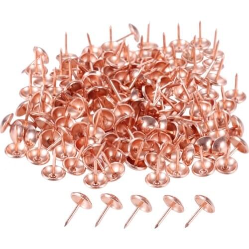 200Pcs Rose Gold Metal Upholstery Nails Jewelry Case Box Drum Sofa Decorative Tacks Stud Pushpin Doornail Fastener 11*11 11*17mm