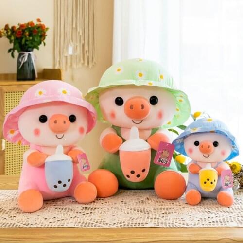 23-55CM Kawaii Creative Pearl Milk Tea Pig Soft Stuffed Toy Cartoon Pillow Animals For Children Girls Kids Friend Birthday Gift