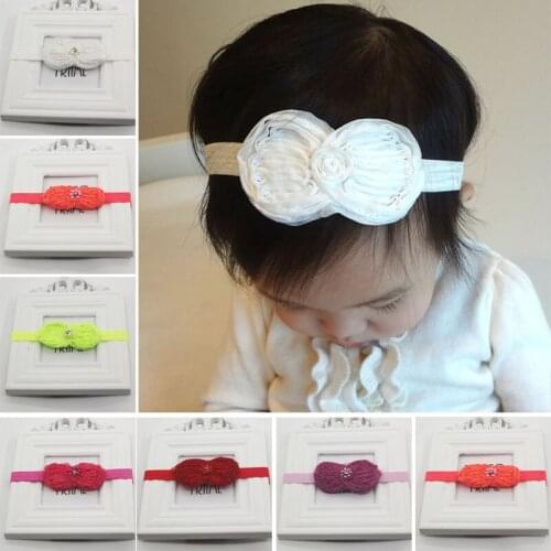 25/80pcs Newborn Baby Girls Elastic FOE Headbands Chiffon Rhinestone Pearl Bows Toddlers Elastic Hairband Bows Hair Accessories