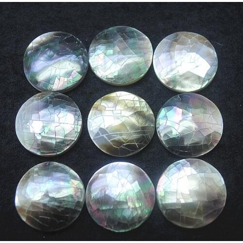 5pcs Natural Saltwater Shell Cabochons Round Shape Size 20mm Crack Surface For Women Pendants Making Diy Jewelry Findings