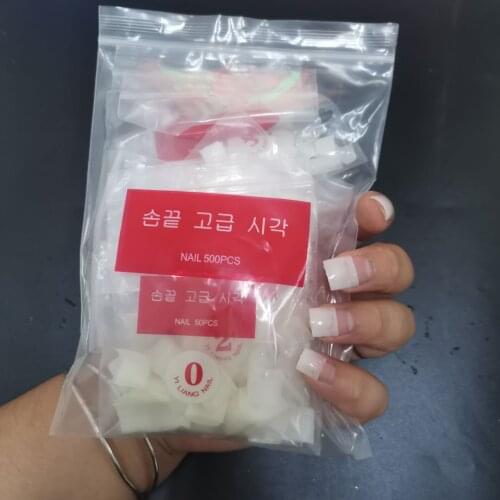 500pcs/pack Short Square False Nail Fake Transparent/Nature Fake Nail Half Cover Tips Manicure DIY On Nails Salon
