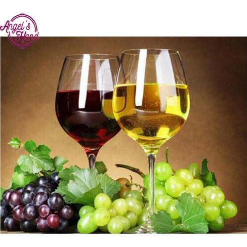 5d diamond painting fruit and Wineglass Cross Stitch DIY crystal rhinestones Diamond mosaic Paste pattern Decor Gift