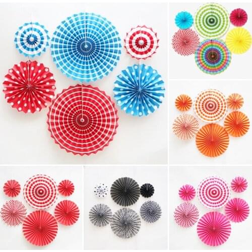 6pcs/set Handmade Paper Folding Fan 3D Drawing Flower Party Paper Flower Fan Decoration Wedding Colorful Origami Fan Supplies