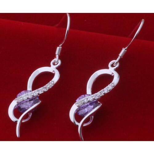 AE594 Lucky Silver Color Earrings For Women Jewelry Women Accessories Popular Purple Stone /bcjajtqa Azkajqra