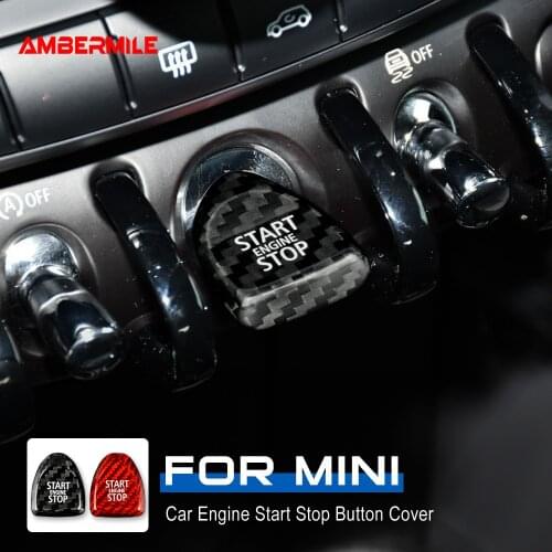 AMBERMILE Carbon Fiber for Mini Cooper F54 F55 F56 F57 F60 Accessories Ignition Engine Start Stop Button Interior Trim Sticker