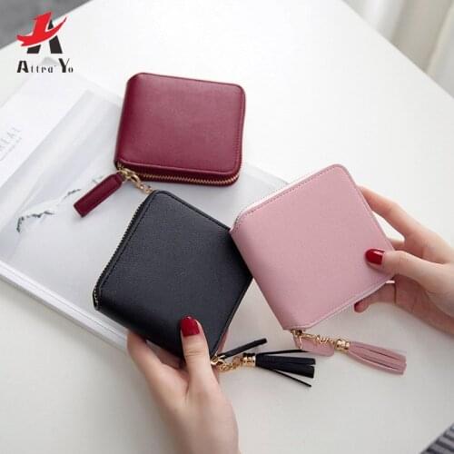 Attra-Yo Hot Luxury Ladies Wallet Women Card Holders Purse Zipper Women Wallets PU Leather Tassel Money Pocket Female Clutch Bag