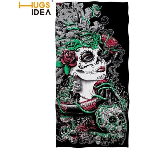 HUGSIDEA Quick Dry Beach Towel Adults Microfiber Bath Summer Cushion Do of the Dead Art Print Large Soft Bath Towels 75*150cm