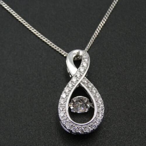 Dancing Diamond 925 Silver Jewelry Moving CZ Stone Womens Pendant Necklace Engagement Wedding Jewelry For Gift