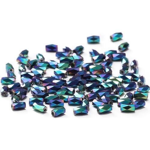 Peacock Blue AB 50pcs 2*4mm Cylinder Crystal Beads Austria Crystal 18 Cutting Faces Loose Beads DIY Earring Bracelet Necklace C2