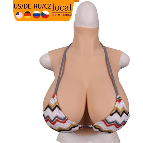 Eyung High Collar Silicone Breast Forms Fake Boobs Breastplate For Crossdresser Drag queen