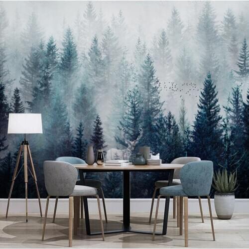 Custom Photo Nordic Forest Landscape Oil Painting Wall Papers Home Decor Living Room Bedroom Dining Room Papier Peint Mural 3D
