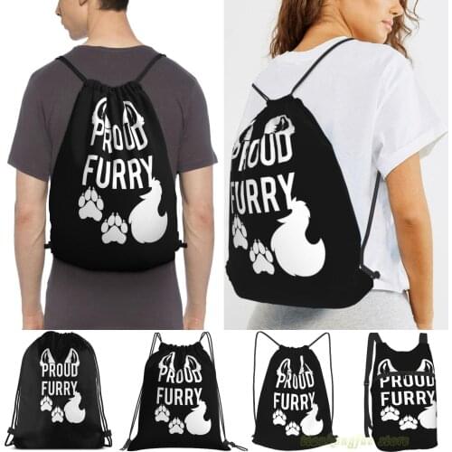 Proud Furry Women Purpose Drawstring Backpack Bags Men Outdoor Travel Backpacks For Gym Training Swimming Fitness Bag