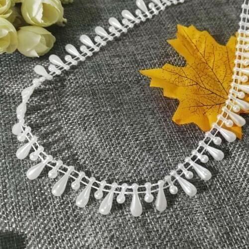 1M Beaded Fabric Lace Sewing Bride Wedding Dress Headwear White Beads Sequin 0.2cm-0.8cm Craft Supplies Christmas Decoration RG4