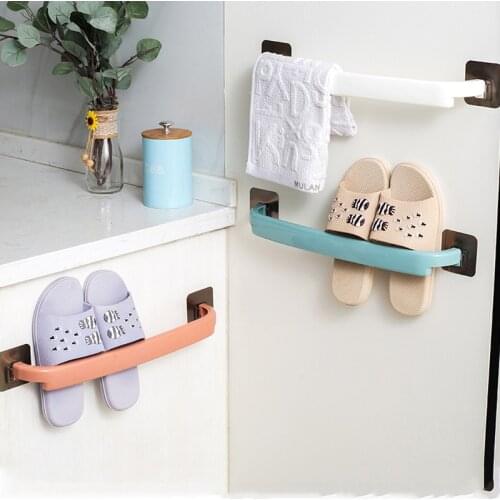 Kitchen Accessories Bathroom Towel Rack Cocina Wall Hanging Bath Rod Free Punch Rag Storage Slippers Rackдержатель для полотенец