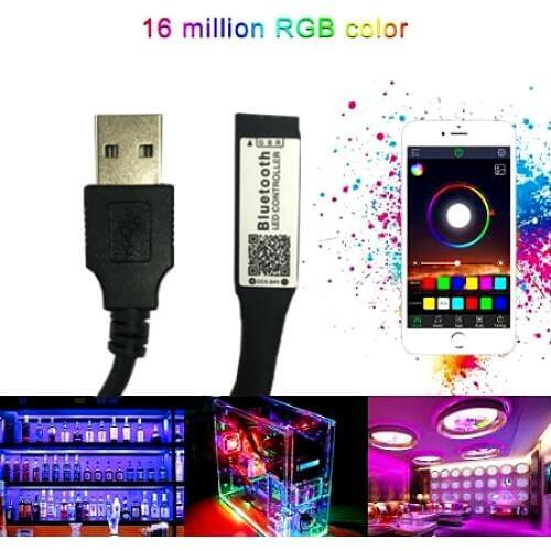 DC 5V USB Power Mini Bluetooth LED RGB Controller for SMD 2835 3014 3528 5050 RGB LED Strip TV PC Background Backlight