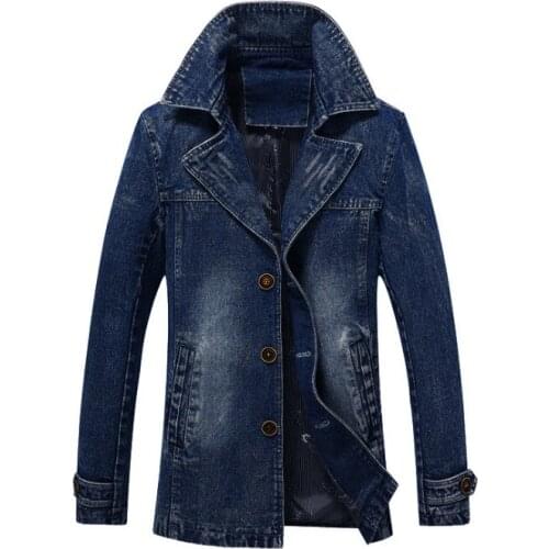 Pop New Fashion Denim jacket Men Single Breasted Casual Long Windbreaker jacket High Quality Cowboy Male Jean Jacket Coats 4XL