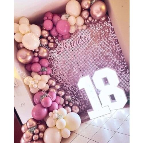 Gender Reveal Baby Shower DIY Retro Hot Pink Balloon Garland Kit Chrome Rose Gold Wedding Anniversary Birthday Party Supplies