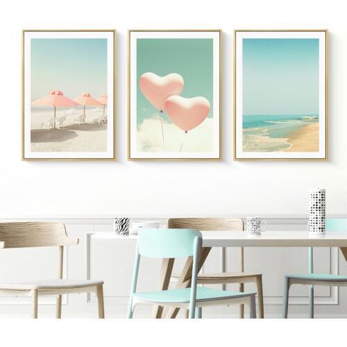 Nordic pink balloon Wall Art Canvas Poster and Print Canvas Painting Landscape Decorative Picture for Living Room Home Decor