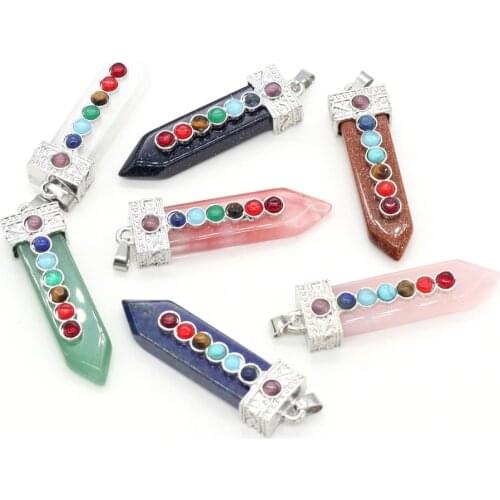 Natural Stone Pendant Sword-Shaped Metal Alloy Semi-Precious For Jewelry Making DIY Necklace Bracelet Earrings Accessory