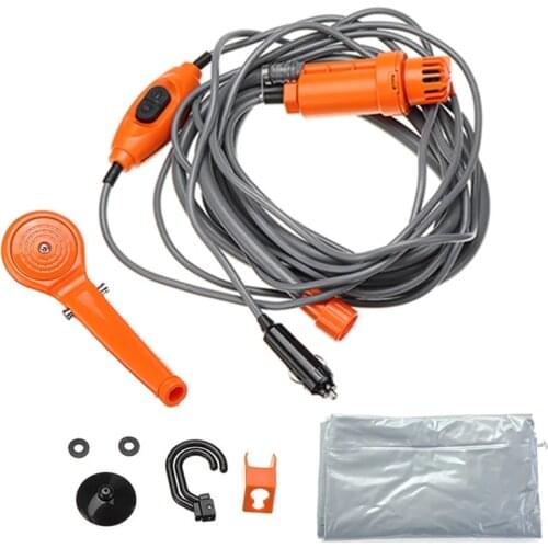 12V Car Outdoor Camping Shower High Pressure Portable Car Washer Water Gun Electric Pump Camping Travel Pet Dog Take Shower Set