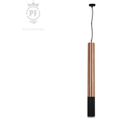 Simple restaurant modern pendant lamp led Cylindrical long tube Brushed gold small droplight loft Ambient cord pendant light