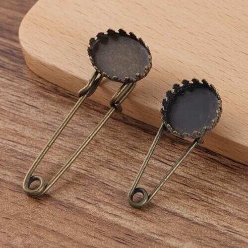 Blank Brooch Pin Bezel Cabochon Base Safety-pin Paper Clip Earrings Women Punk Hip Hop Creative Party Jewelry Accessories