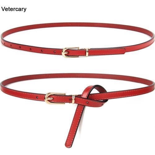Womens Belts Genuine Leather Straps Female Waistband Simple thin strap belt jeans student cowhide belts gold pin buckle design