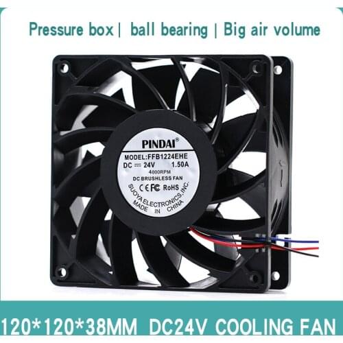 Supercharged FFB1224EHE/SHE/VHE 24V 0.84A/1.20A/1.50A 12038 12CM Large Air Volume ROO Double ball bearings cooling Fan