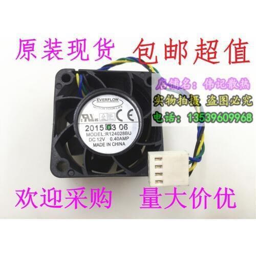 Ball Bearing Cooler Fan EVERFLOW 4028 R124028BU DC 12V 0.40A 4Wire Cooling Fan 40x40x28mm