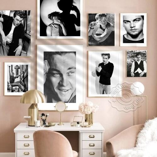 Leonardo Dicaprio Vintage Art Poster, Leonardo Black And White Portrait Art Prints, Movie Star Wall Picture, Fans Collection